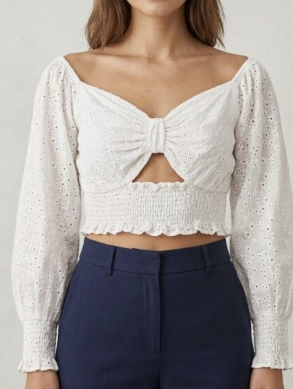 Zara Bardot Crop top in Eyelet Embroidery